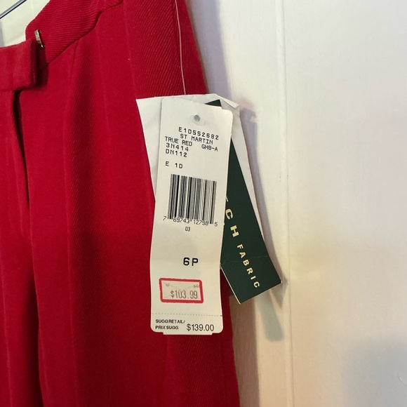 Vintage 1980s LAUREN Ralph Lauren Red Wool Tailored Trousers 6P - Picture 3 of 6